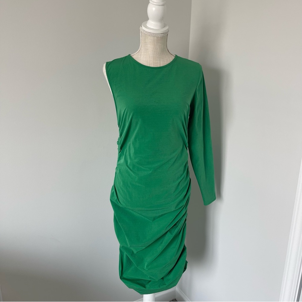 Zara One Sleeved Green Dress